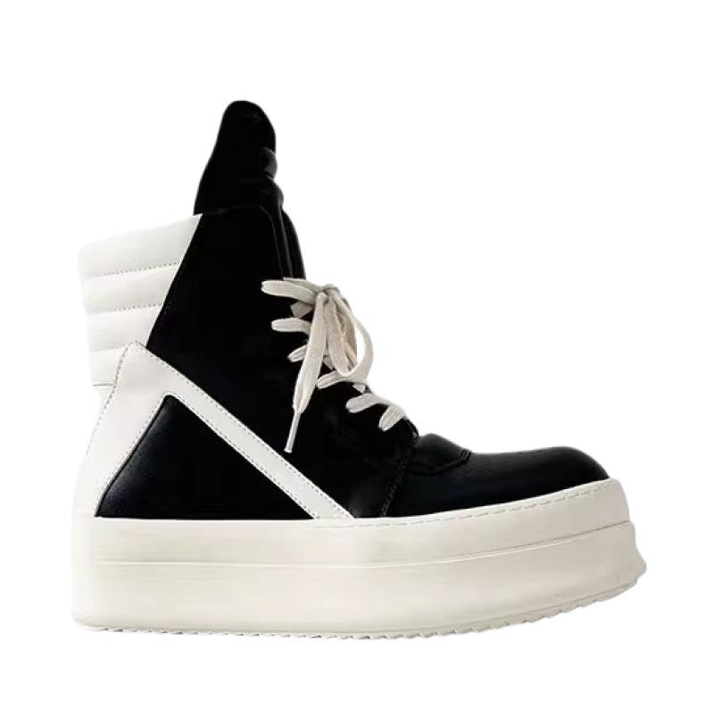 2025 Amerikanska inverterade triangel svart och vitt höga sneakers trendiga high street sneakers muffin tjocksulade hip-hop Martin-kängor dam