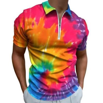New Summer Men's 3D Printed Graffiti Short-sleeved Lapel Polo Top