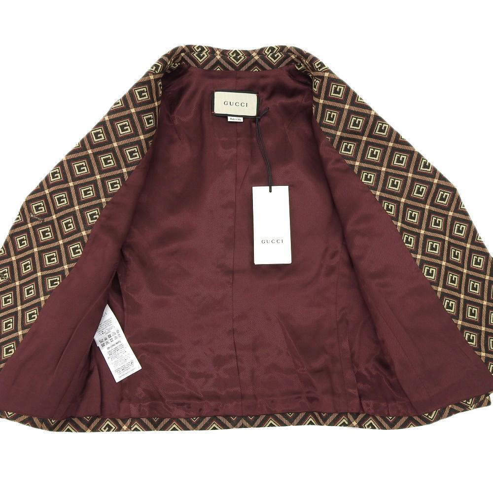 GUCCI Excellent condition G Jacquard tailored jacket, women's, brown and black, size 38, 623766, 2020 Jacket 38 Brown / BlackUsed