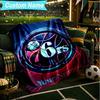1PC Custom Name Blanket Philadelphia Basketball Team Flannel blankets Patterns Throw Blanket All-Season Soft Gift for Couch, Bed, Camping, Birthday gi