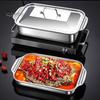 Deep Rectangular Baking Pan Stainless Steel Pan, with Handles, Heavy-Duty Tray, Commercial Grade High Temperature Resistant Durable Kitchenware,