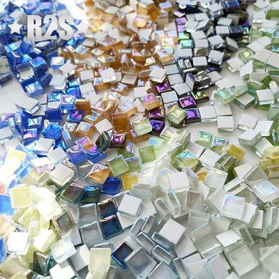 100g blandade Mosaikbitar Assorterad Färg Fyrkantig Glitter Glasmosaikplattor för DIY Hantverksmaterial blå lila grön arte
