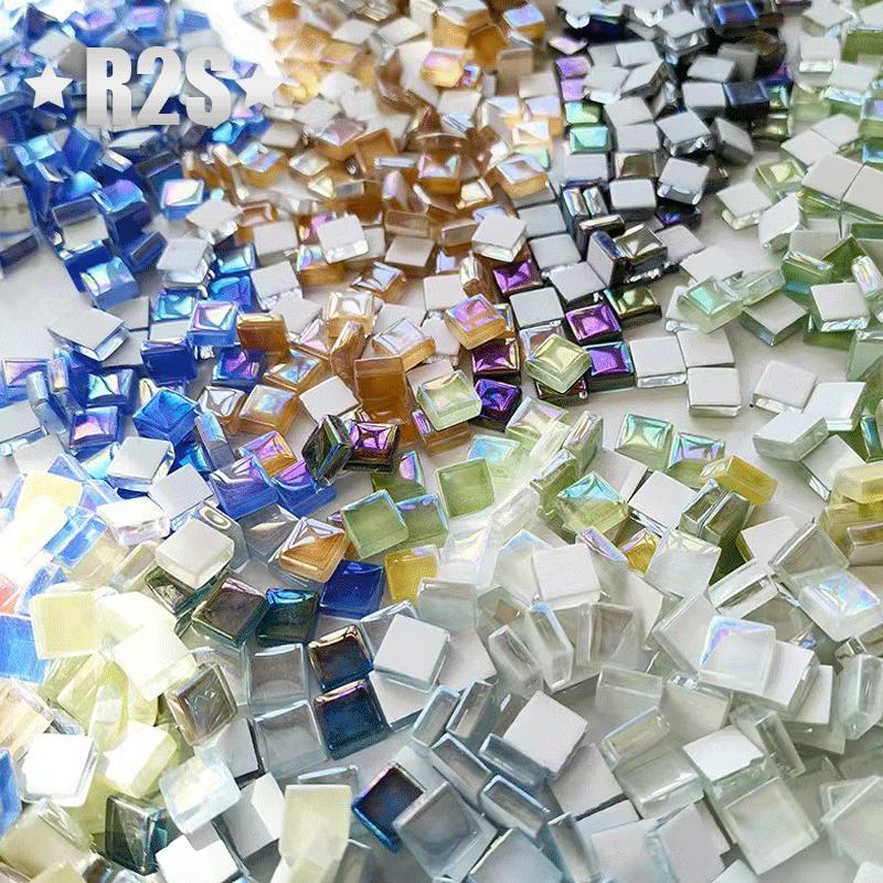 100g Mixed Mosaic Pieces Assorted Color Square Glitter Glass Mosaic Tiles for DIY Crafts Supplies Blue Purple Green Arte
