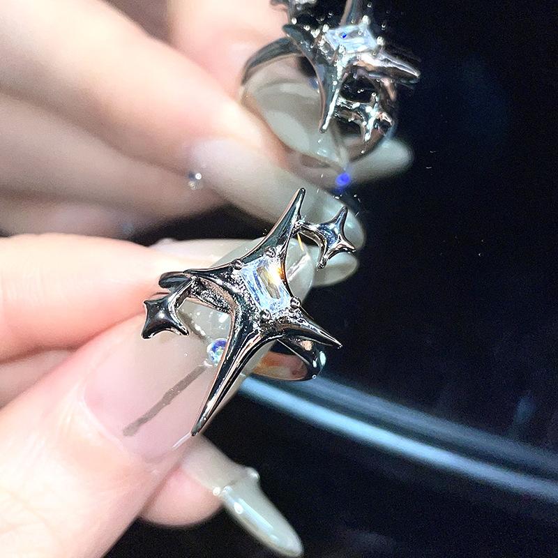 Star Enamel Dripping Oil Zir*****Pen Ring Set Cold Wind Advanced Sense Exquisite Index Finger Ring Jewelry Women