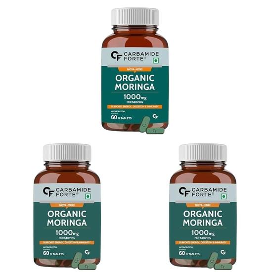 

Carbamide Forte Organic Moringa Tablets with 1000mg Moringa Leaves Extract | Drumstick Leafs Powder Tablets for Immunity, Digestion | 60 Veg Tablets