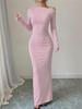 Off-Shoulder Maxi Dress with Asymmetric Neckline and Floral Print, Available In Multiple Colors