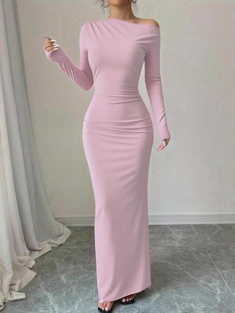 Off-Shoulder Maxi Dress with Asymmetric Neckline and Floral Print, Available In Multiple Colors