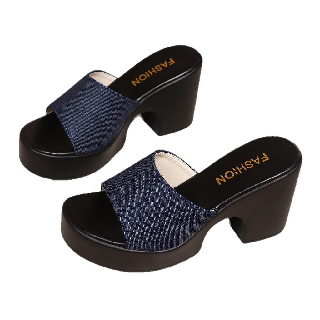Damen Übergröße Plateau-Sandalen aus Denim – Sommer 2025 Kollektion, Größe 43