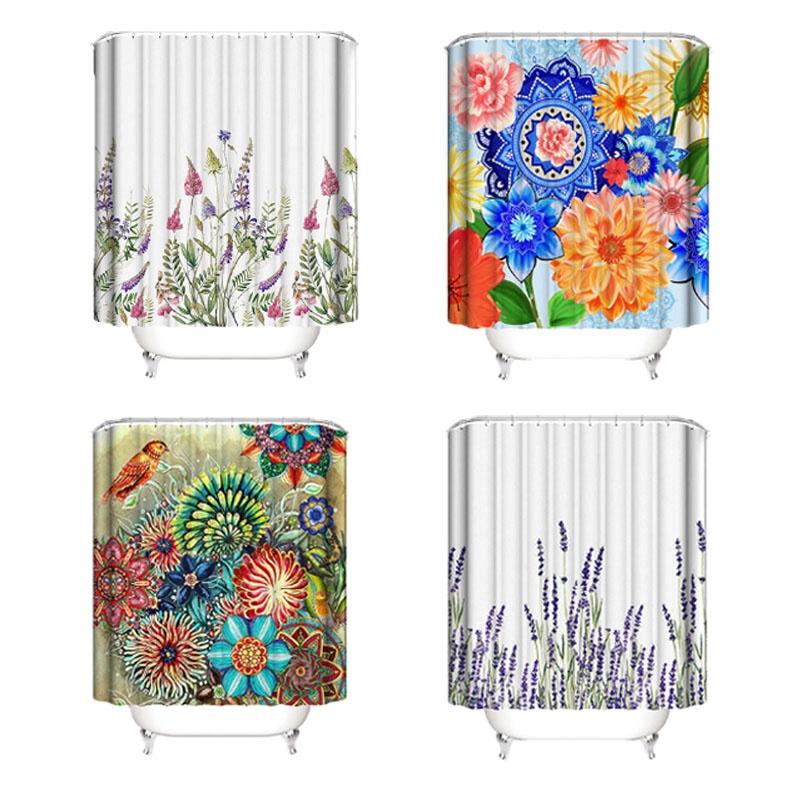 Series Bohemia Flower 3d Digital Printing Polyester Waterproof Shower Curtain