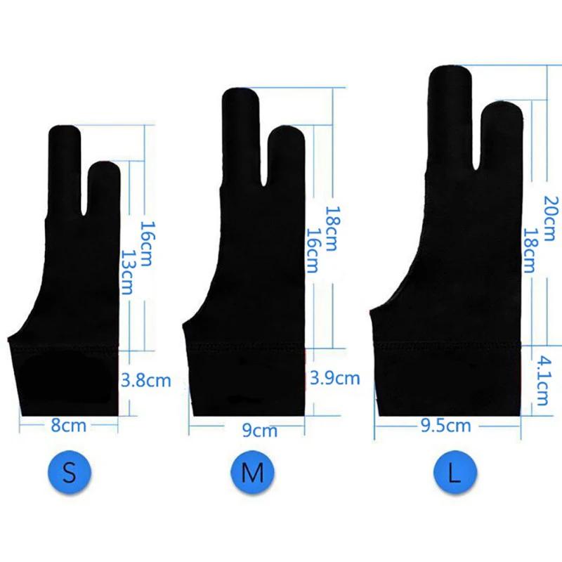 2 Black 2 Finger Stain Resistant Artist Drawing Gloves for Any Drawing Table, Right and Left Hand Drawing Gloves