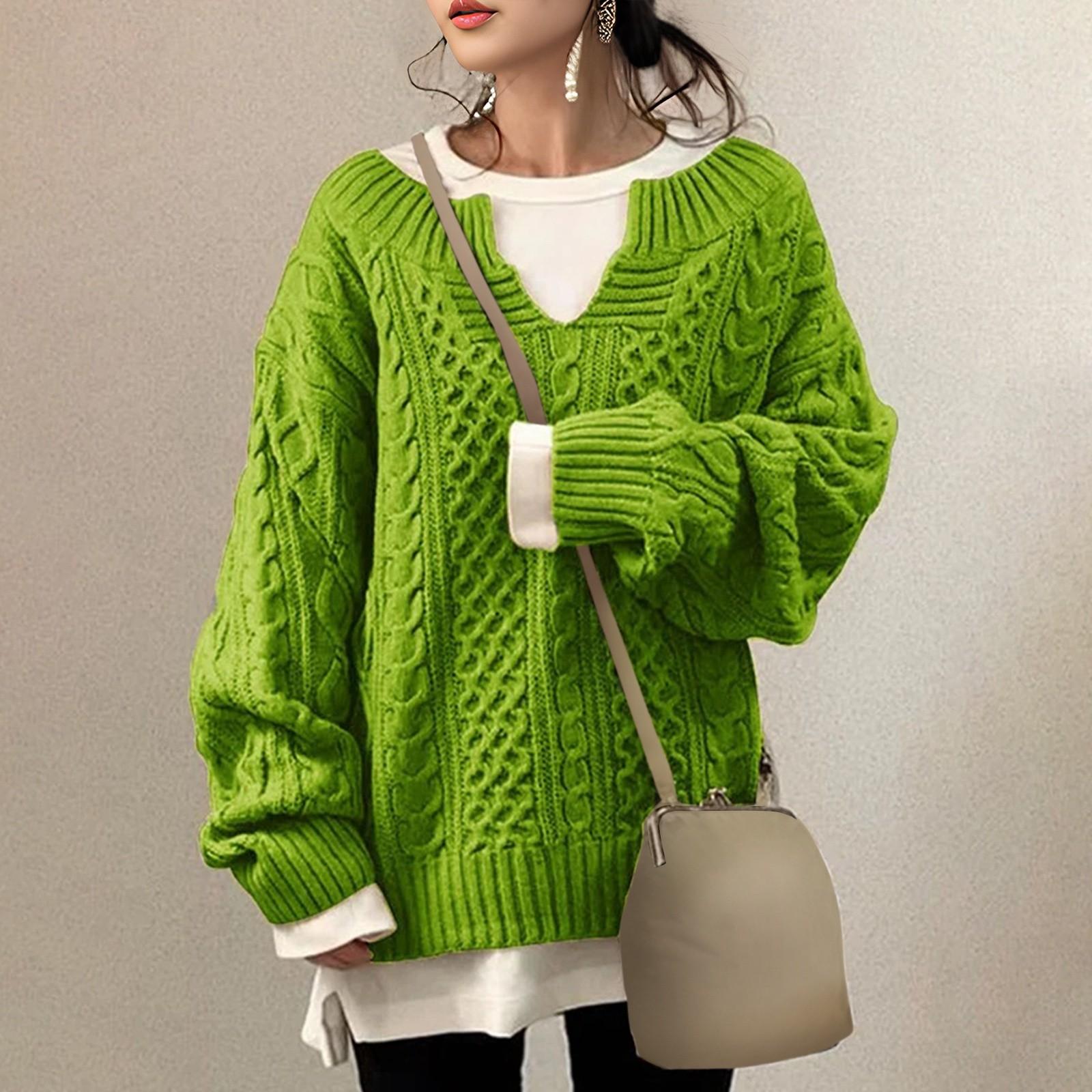 

Женский модный повседневный однотонный свитер с длинным рукавом, пуловер, свитер, топ XXL зелёный