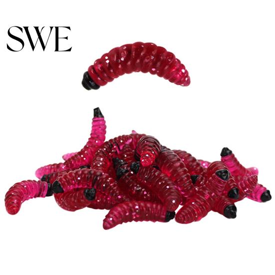 Artificial Lure 50Pcs Worm Shape Lifelike PVC Soft Bait Eco-friendly Fish for Freshwater