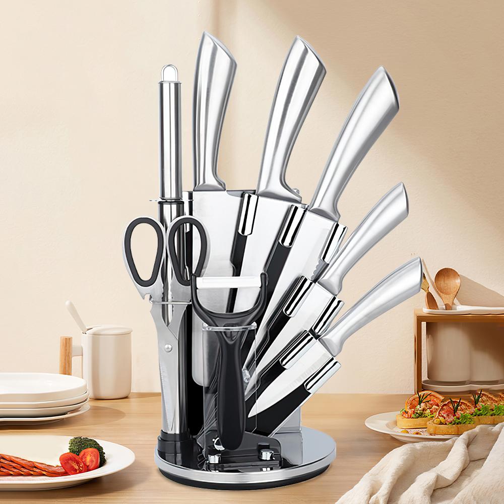 Includes Scissors and Sharpening Rod Multiple Blade Types Stainless Steel Knife Sets With Block