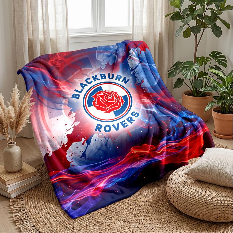 Coperta in Flanella con Stampa Calcio Blackburn Rovers, Coperta Morbida Calda Leggera per Divano Letto Campeggio