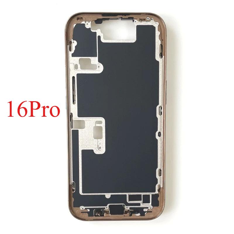 Pro iPhone 16 Pro Celý kryt Střední rám Rámeček S flex kabelem hlasitosti a napájení Boční tlačítka Šasi Náhradní díly