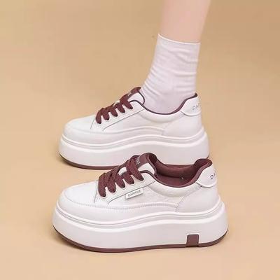 New Platform Women's Shoes Spring Versatile Sports Casual Shoes Heightening Lace-up Lightweight Lace-up Board Shoes