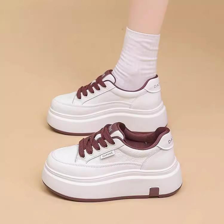 New platform women's shoes spring versatile sports casual shoes heightening lace-up lightweight lace-up board shoes