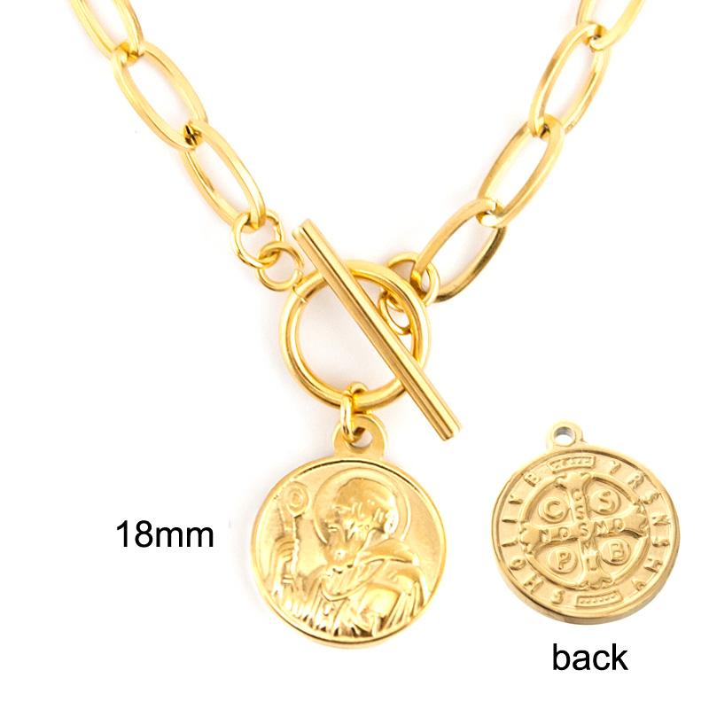 Stainless Steel Summer NECKLACE For WOMEN lucky Coin Penny Long CHOKER GOLD COLOR PENDANT collares de moda Boho Collier