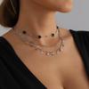 Retro Dark Style Star Sequin Three-Layer Necklace - European & American Inspired Light Luxury