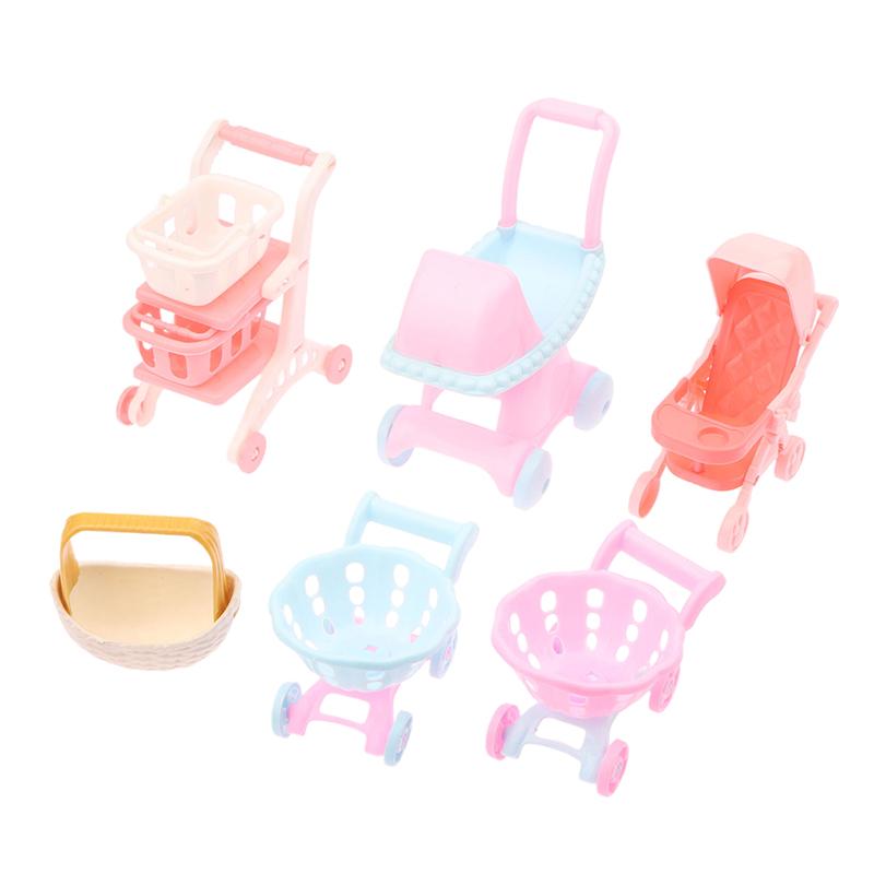 1/12 Κουκλόσπιτο Προσομοίωση Μίνι Καλάθι Σούπερ Μάρκετ Καροτσάκι Μωρού Μοντέλο Καλαθιού Αγορών Αξεσουάρ Διακόσμησης Κουκλόσπιτου