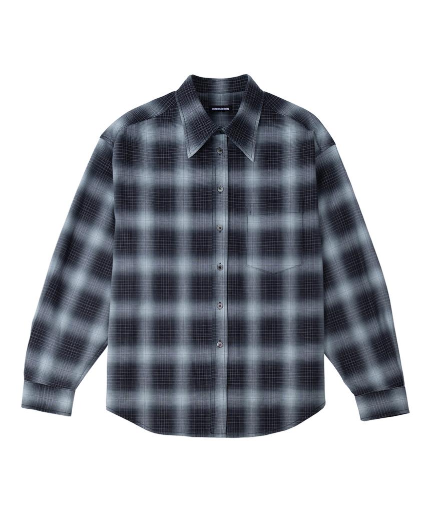INTERSECTION Oversized Ombre Twill Check Shirt
