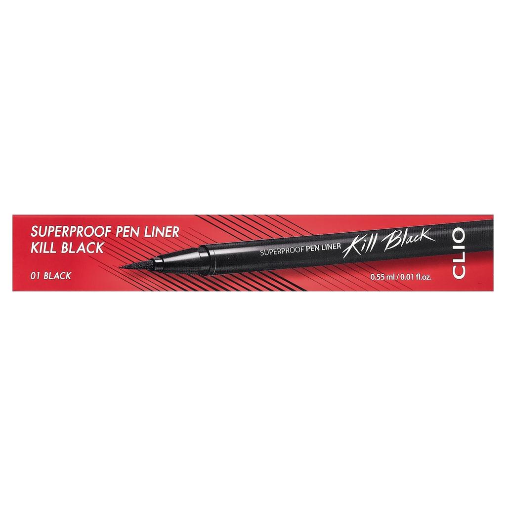 Clio, Superproof Pen Liner, Kill Black, 01 Black, 0.55 ml (0.01 fl oz)