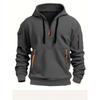 Frühling Herbst Herren Kapuzenpullover Reißverschluss Multi Pocket Besticktes Abzeichen Kapuzenpullover Sport und Freizeit Sweatshirt Kapuzenpullover & Sweatshirts (Herren)