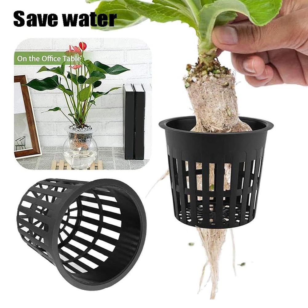 J1UL1N 50Pcs Plant Grow Pots Net Nursery Cup Hydroponic Colonization Mesh Plastic Basket Holder Vegetable Planter