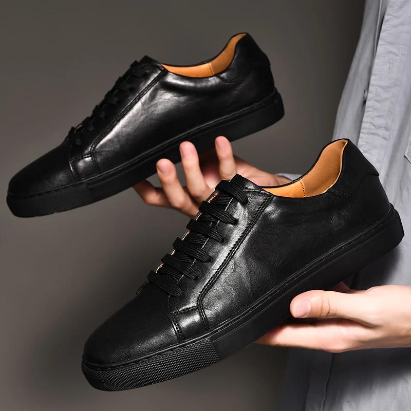 New Men Shoes Genuine Leather Casual Shoes Fashion Sneakers British style Cow Leather Men Shoes New Men Sneakers
