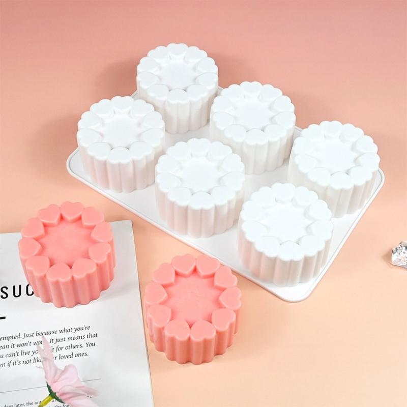 Heart Cylinder Silicone Molds Fondant Mousses Cake Molds Making Pastry Chocolate Molds Baking Decorating Tool Nonstick