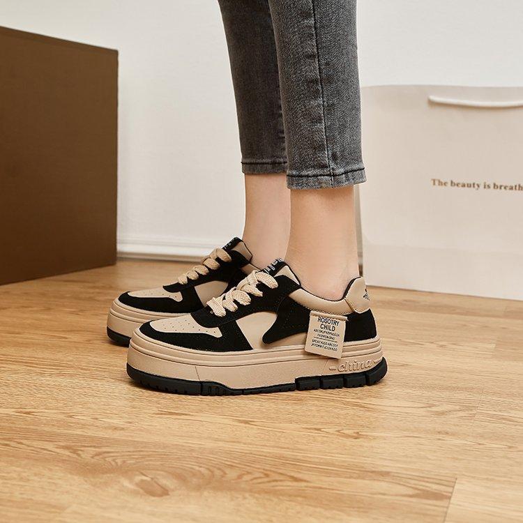 Hong Kong Low-top Board Shoes Women's 2025 Spring New Thick-soled Comfortable and Versatile Fashion Casual Soft-soled Non-slip Dad Shoes Tide