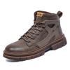 A 2025 Martin boot autumn and winter non-slip high-top tooling boots large size 47 British casual leather shoes with velvet cotton.