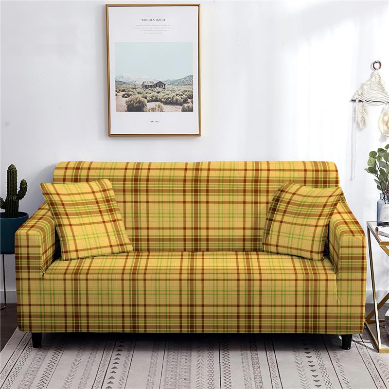 1 /2 /3 /4 Seater Plaid Sofa Cover Dust -Proof Stretch Sofa Slipcover For Living Room L Shape Sofa Protector Anti -Fouling Home Decor