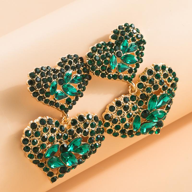 Pendientes de gota Retro para mujer, aretes colgantes de aleación de acero y titanio, adornos geométricos para las orejas con forma de corazón de cristal colorido acrílico