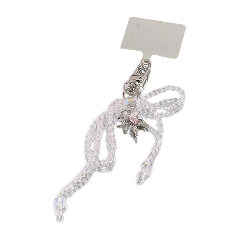 Elegant Keychain with Bowknot Pendant Phone Charm Simple Phone Lanyard Wrist Strap Hanging Keyring for Phone Case Bag