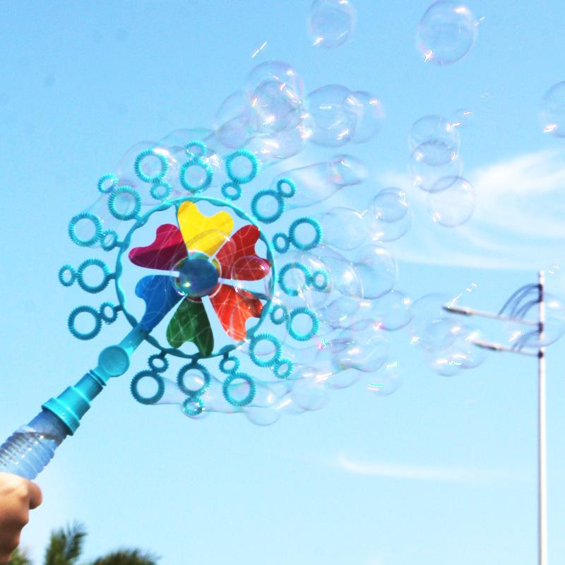 Summer Cute Push Girl Heart Garden Rotating Windmill Toy, Children'S Cartoon Double Hole Big Windmill Bubble