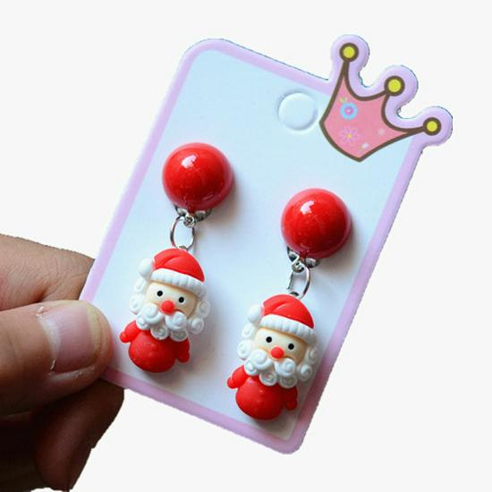 Colorful Acrylic Santa Claus Cartoon Earrings – Parent-Child Style Clips