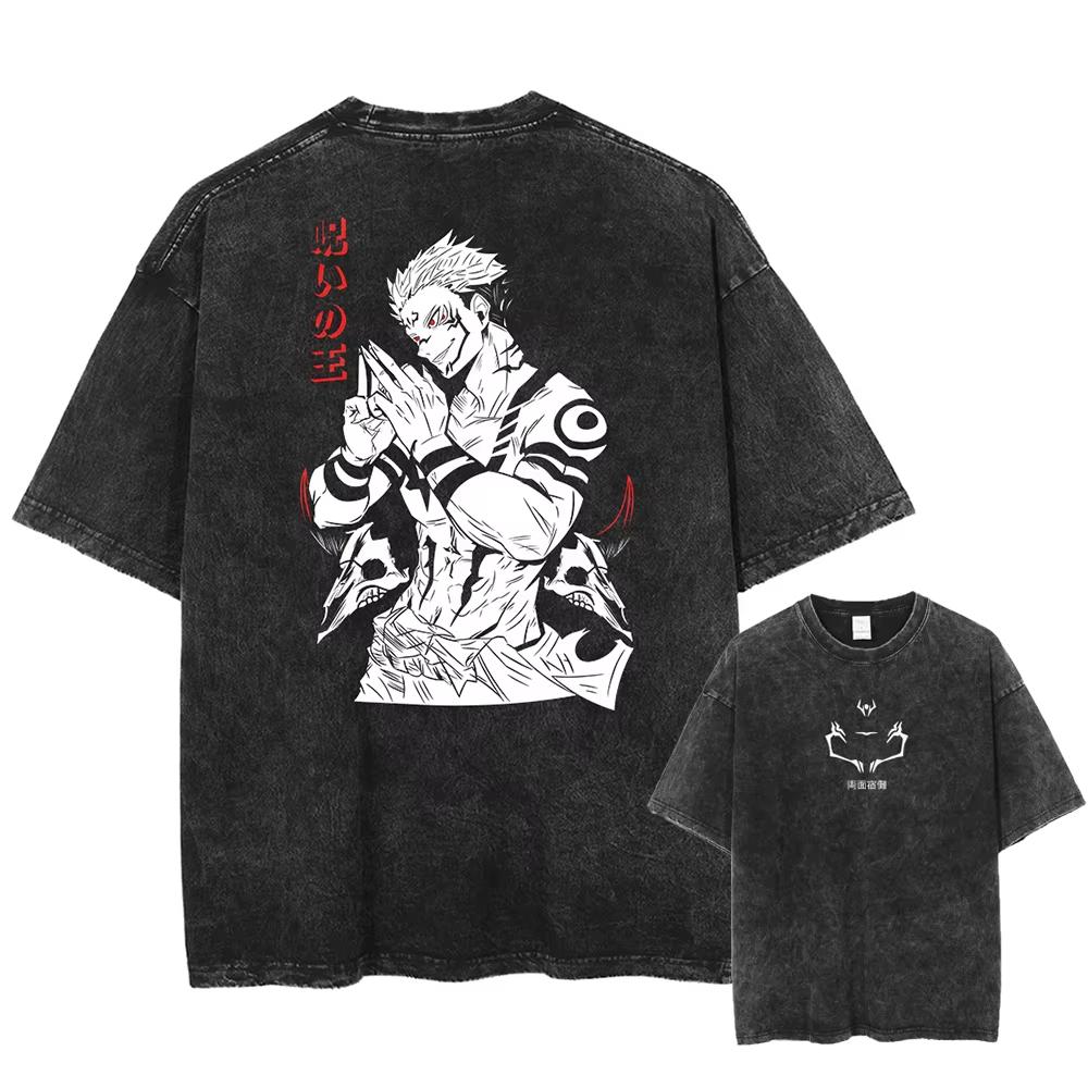 Anime Jujutsu Kaisen Nanami Kento Bedrucktes T-Shirt für Herren und Damen Gewaschenes T-Shirt Hohe Qualität Vintage Baumwoll-T-Shirt