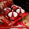 Wedding Tea Set: Red Bowls, Cups, and Chopsticks for Bride's Dowry