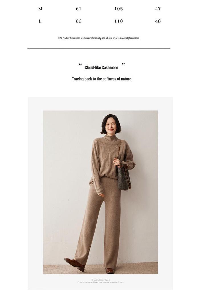 2026 Women's Plus Size Cable Knit Wool Sweater - Semi-High Neck, Thick and Loose Fit for Autumn/Winter