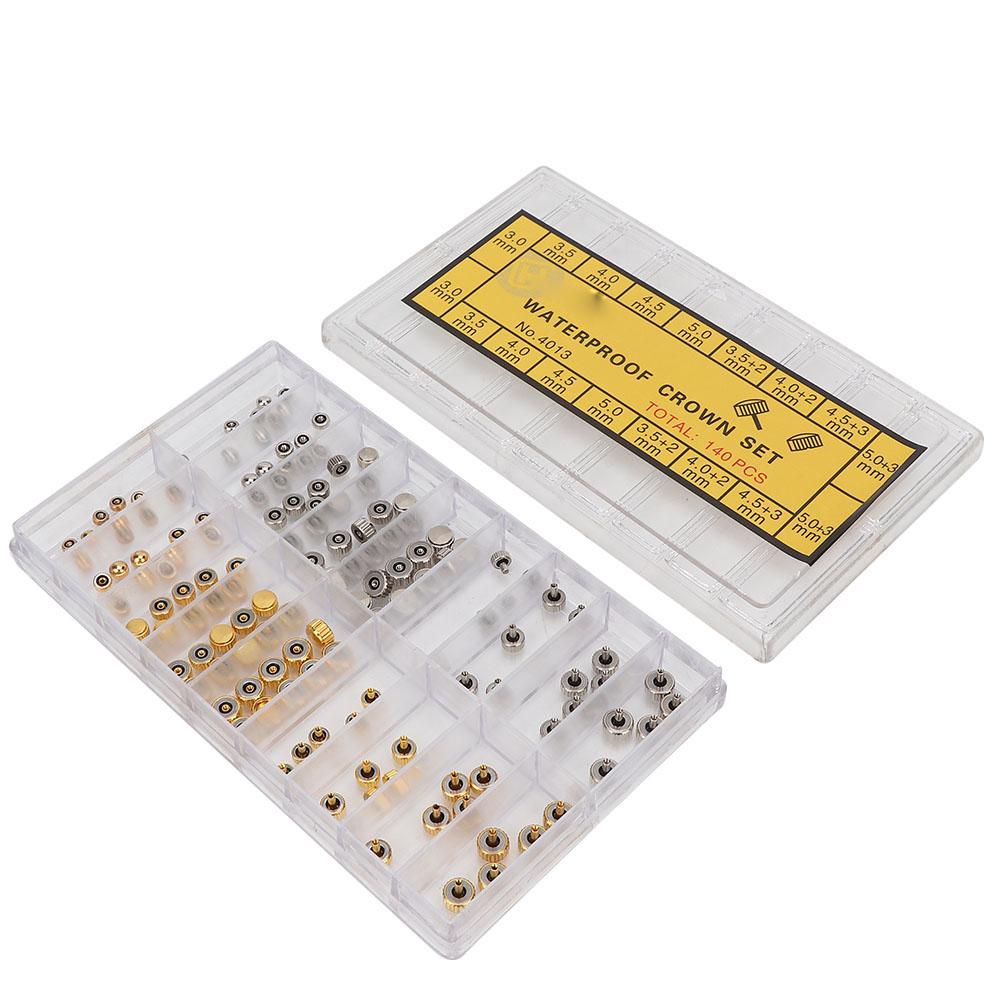 140pcs/box Watch Crown Parts Assorted Accessories Watch Repair Tool for Watchmakers