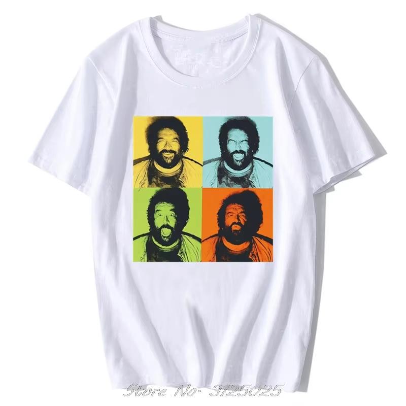 Bud Spencer Camiseta Pop Art T-skjorte for menn/kvinner Herre T-skjorte kortermet trykk Uformell Breaking Bad Print T-skjorte for menn