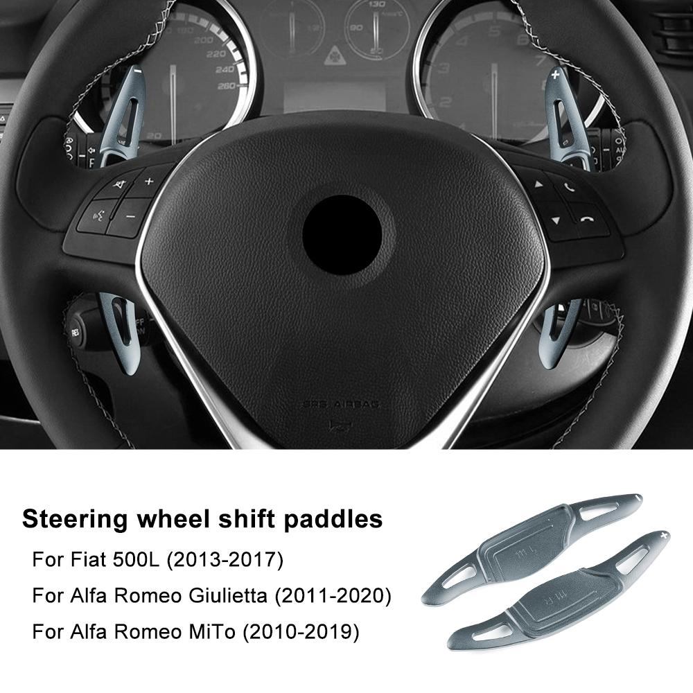Aluminium Alloy Steering Wheel Shift Paddle Extensions for Alfa Romeo Giulietta MiTo & Fiat 500L Grey серый