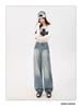 Spring 2026 Women's High-Waisted Retro Wide-Leg Jeans - Slimming, Floor-Length Design