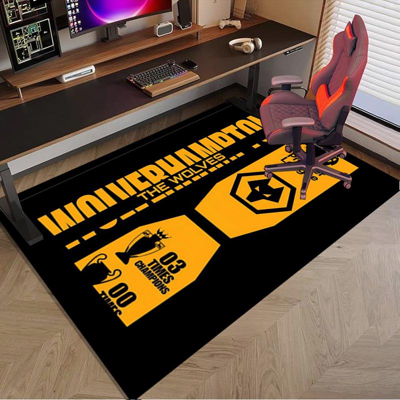 Wolves Football Club Emblem Printed Area Rug for Office, Chair Rug, Decorative Carpet Floor Mat, Large Size Fan Gifts Christmas Gifts