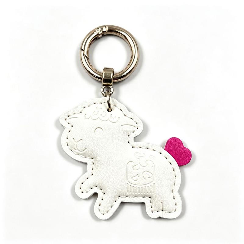 Sheep Pendant With Spring Buckle Pu Leather Bag Charms For Girls Handbags Backpack Decor Accessories Trendy Gift