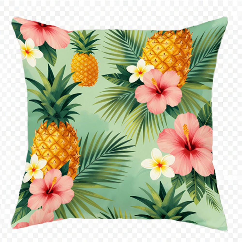 Flamingo and pineapple pattern Double-sided Printed pillow cover Short plush Suitable living rooms bedrooms throw cushion cover