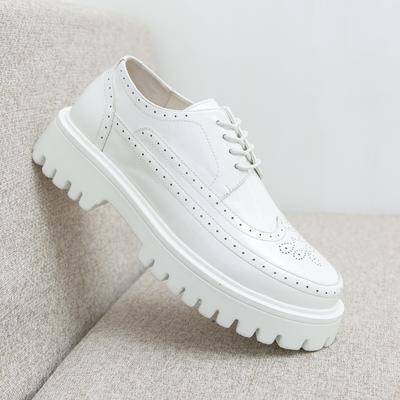 Fashion Thick Soled Casual Men's Leather Shoes Classic Minimalist Black and White Style Daily Versatile Shoes 38-46 Plus Size Lace-up