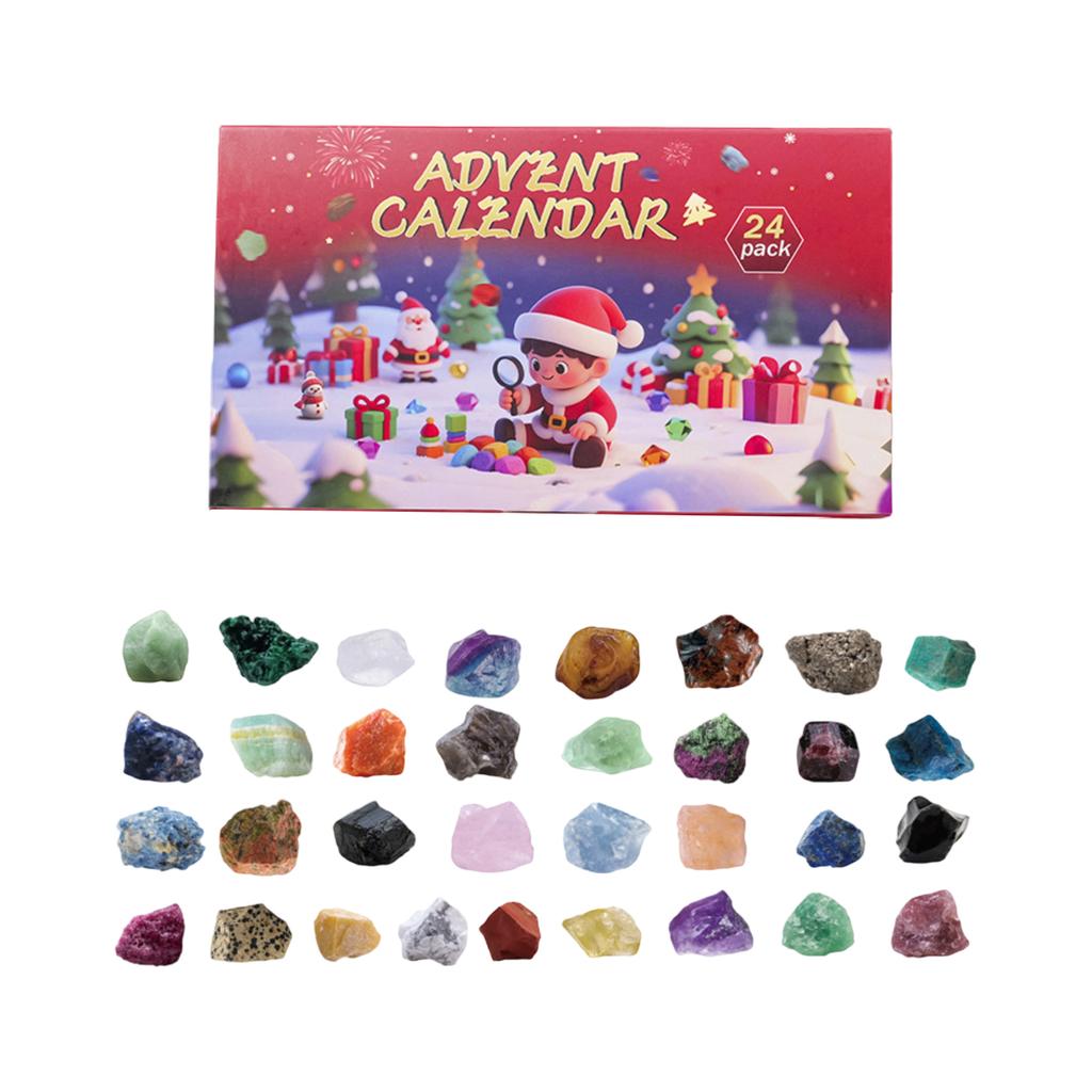 3D Stereoscopic Airplane Box 24PC Crystal Stone Box 24-grid Natural Crystal Stone Label Christmas Advent Calendar Hole Music Blind