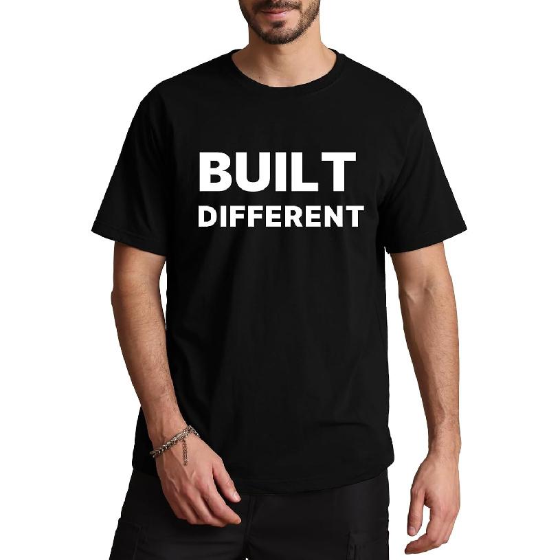Aiyino Men's Built Different Tee – Bold Slogan Graphic